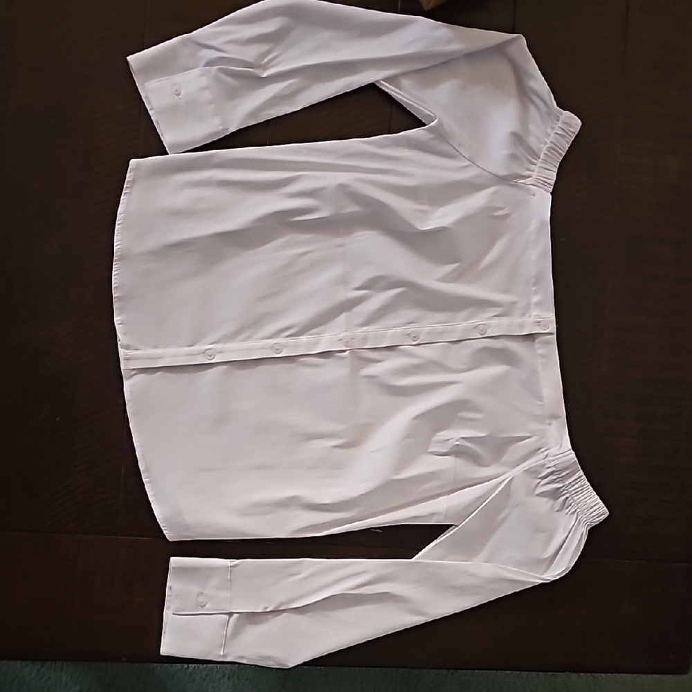 White Off-Shoulder Button-Up Blouse
